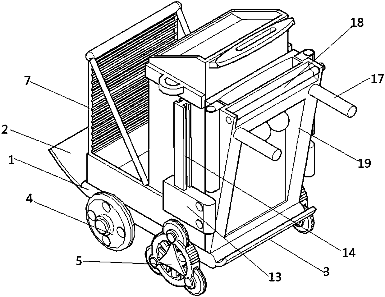 Hand-push type cleaning vehicle device for property cleaning