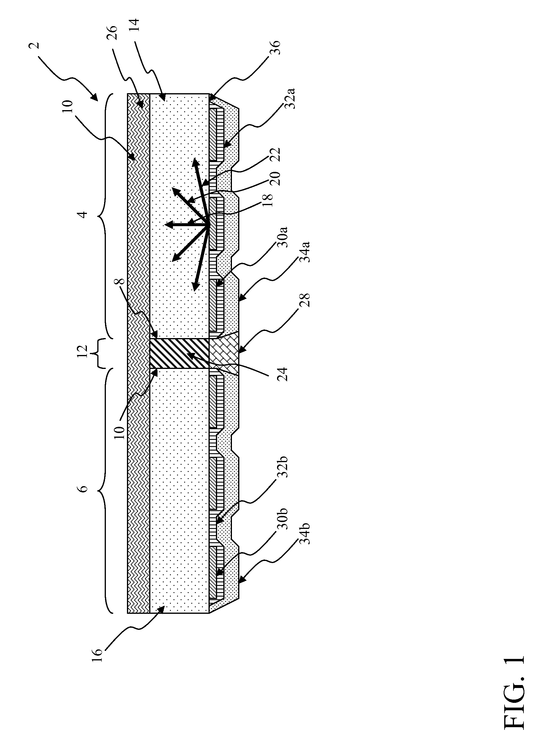 Tiled electroluminescent device with filled gaps