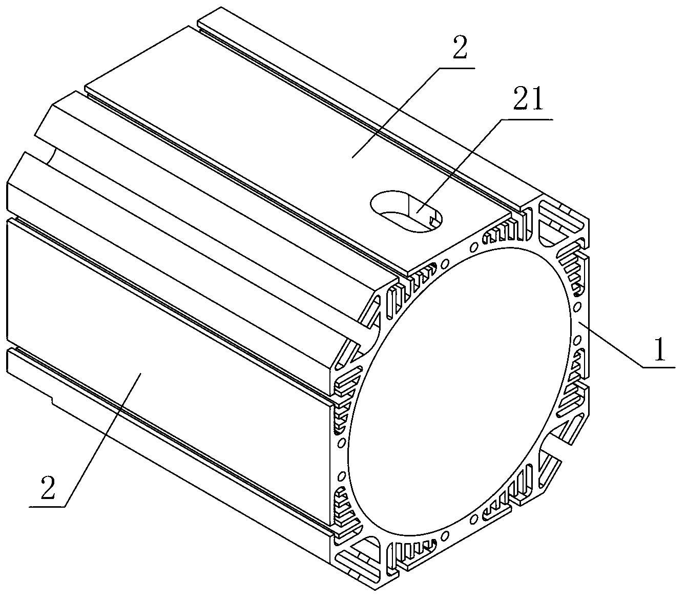 Motor shell of ventilated motor