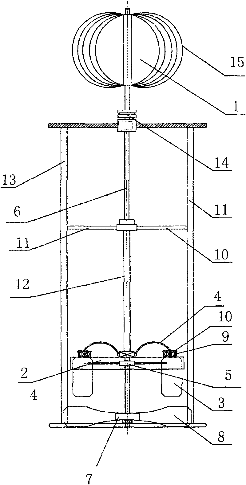 Energy acquisition device of power generation assembly combining energy of wind, tidal current and wave