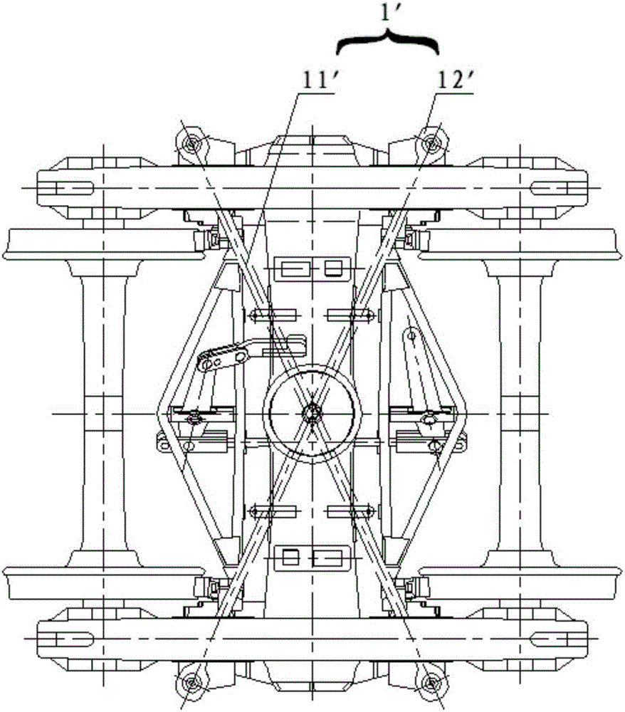 A railway freight car bogie and cross support device therein