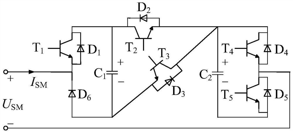 Improved capacitive MMC topological structure with direct-current fault self-clearing capability