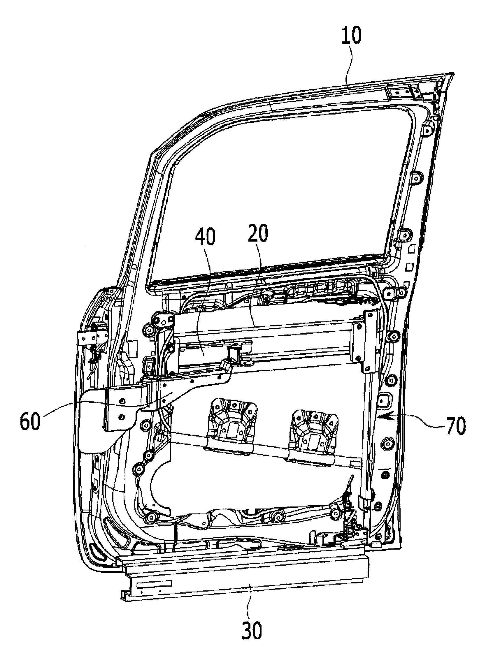 Front door device in vehicle
