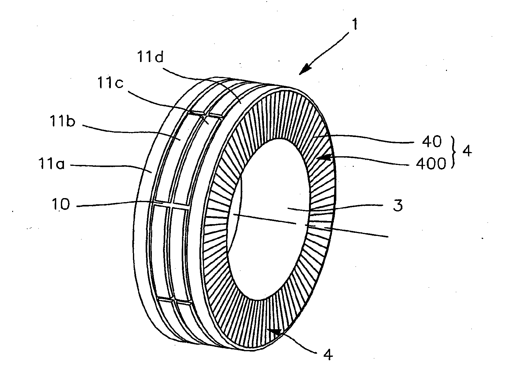 Tyre with shell and carrier structure