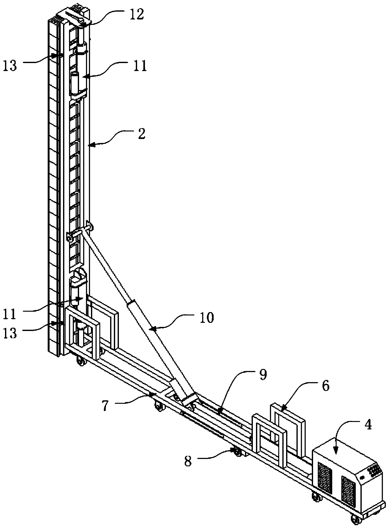 Coke oven checker brick mounting device and construction method therefor