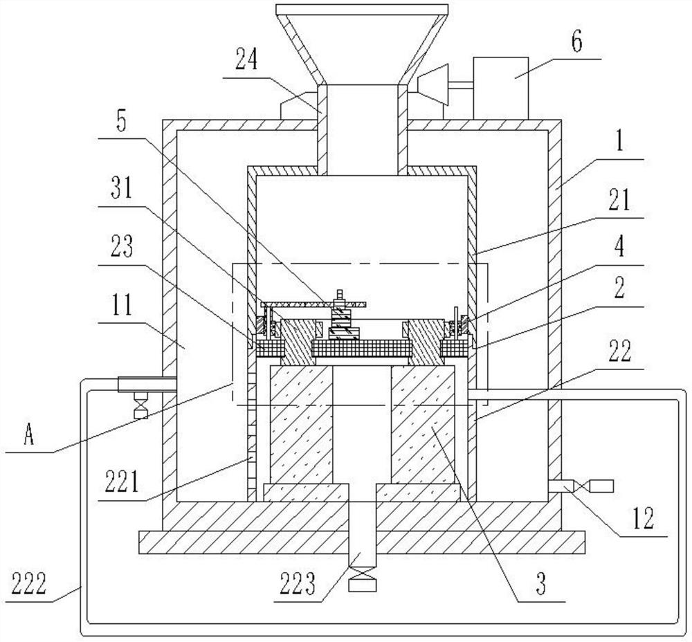 Preliminary separation device for tungsten in scheelite