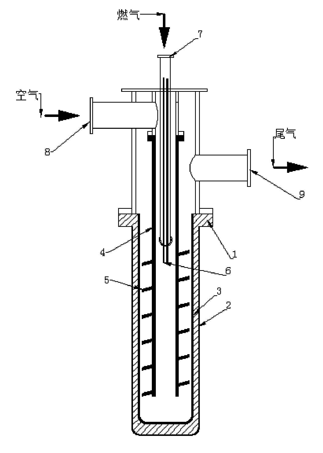 Immersed gas ceramic inner heater sleeve and preparation method thereof