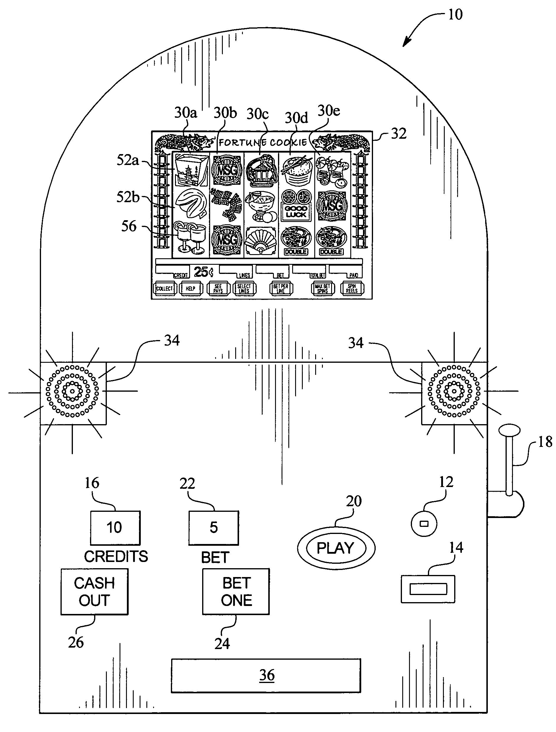 Gaming device having touch activated alternating or changing symbol