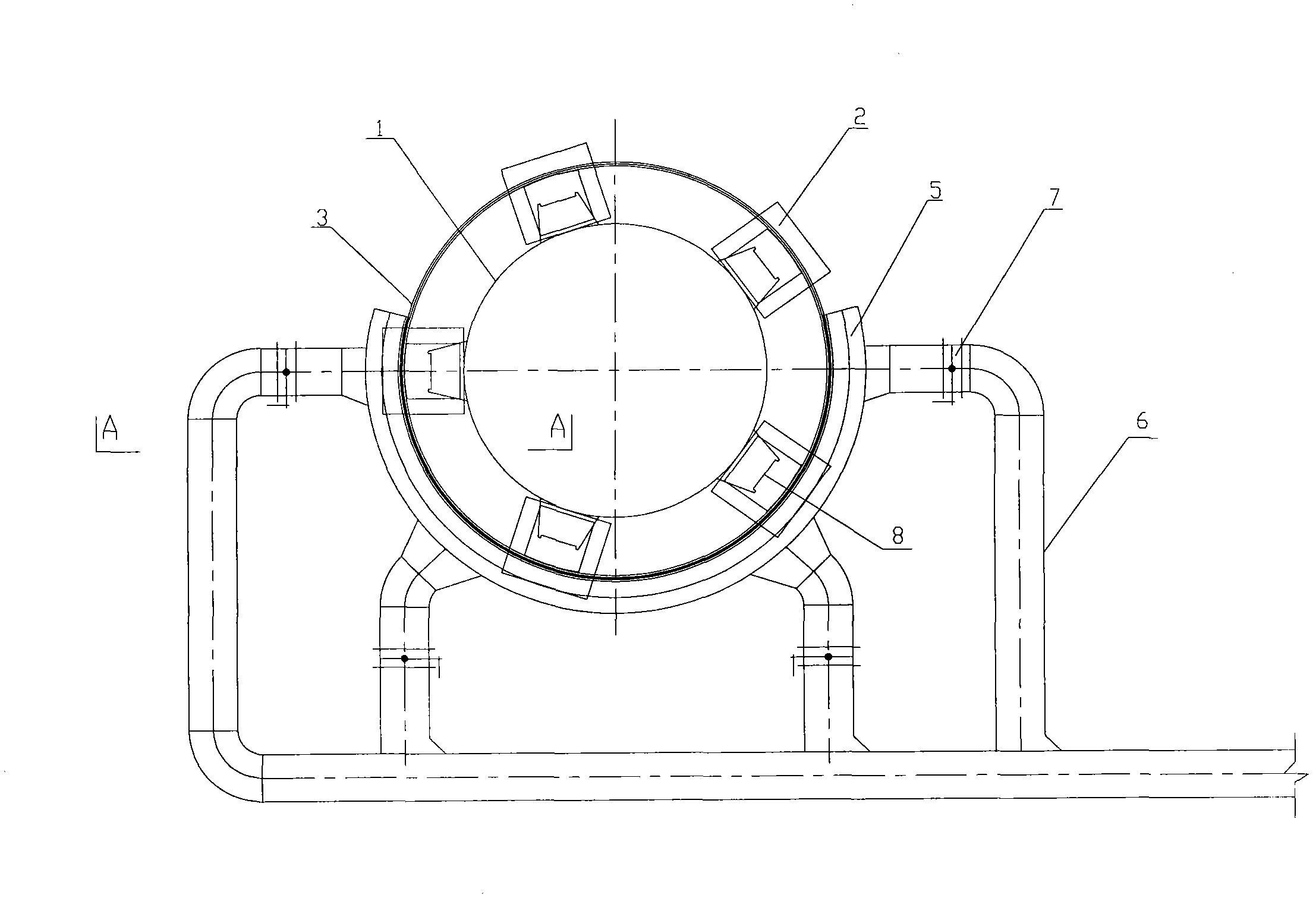 Smoke collecting device of iron tapping hole of rotary electric furnace