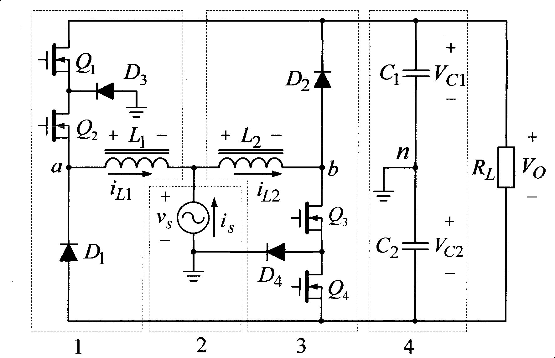 Three-level double boost energy feedback PWM rectification circuit and control method thereof
