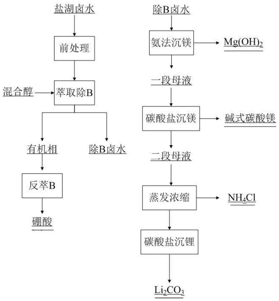 Boric acid composite extractant and method for recovering boric acid, magnesium and lithium from salt lake old brine