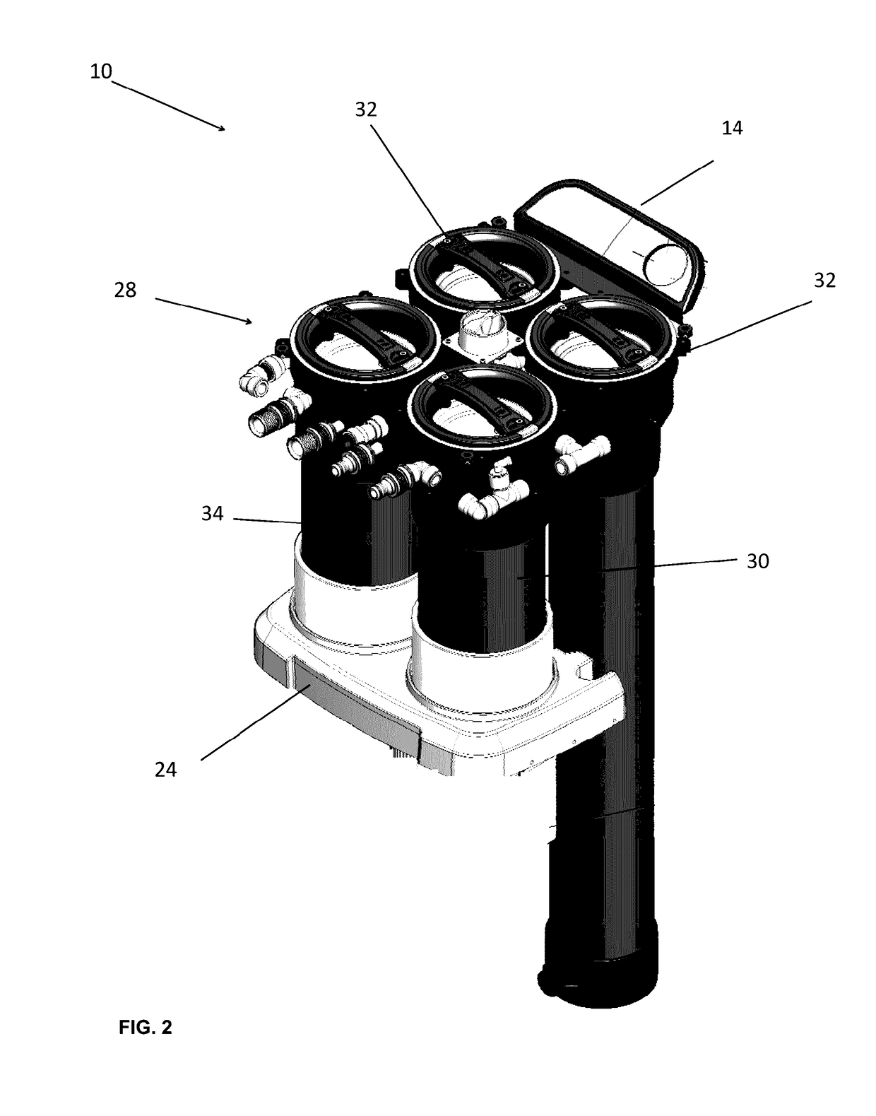 Fluid conditioning systems having caps with filter cartridge sealing and removal devices and/or locking devices