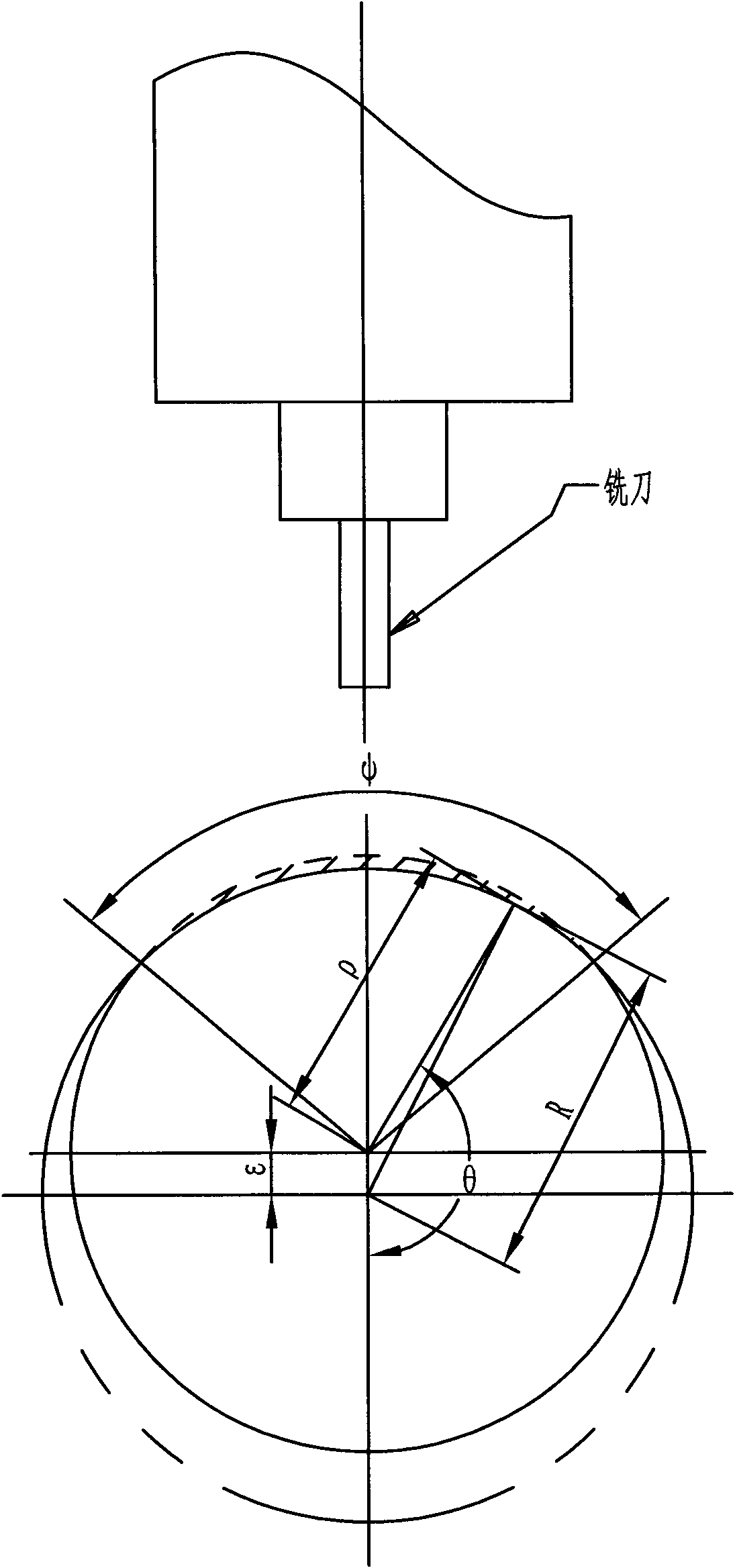 Eccentric machining method for excircle of piston