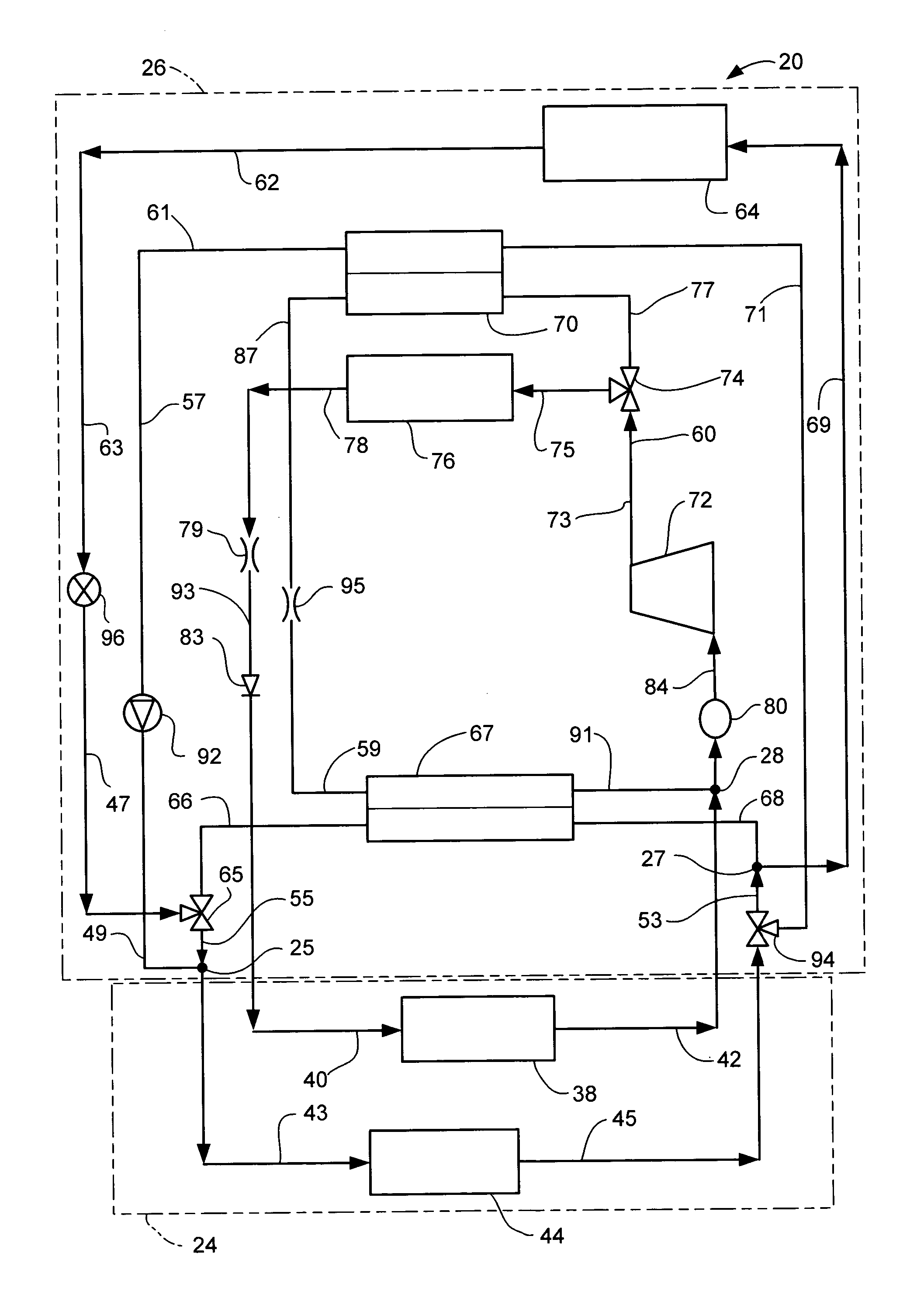 Heat pump and air conditioning systemn for a vehicle