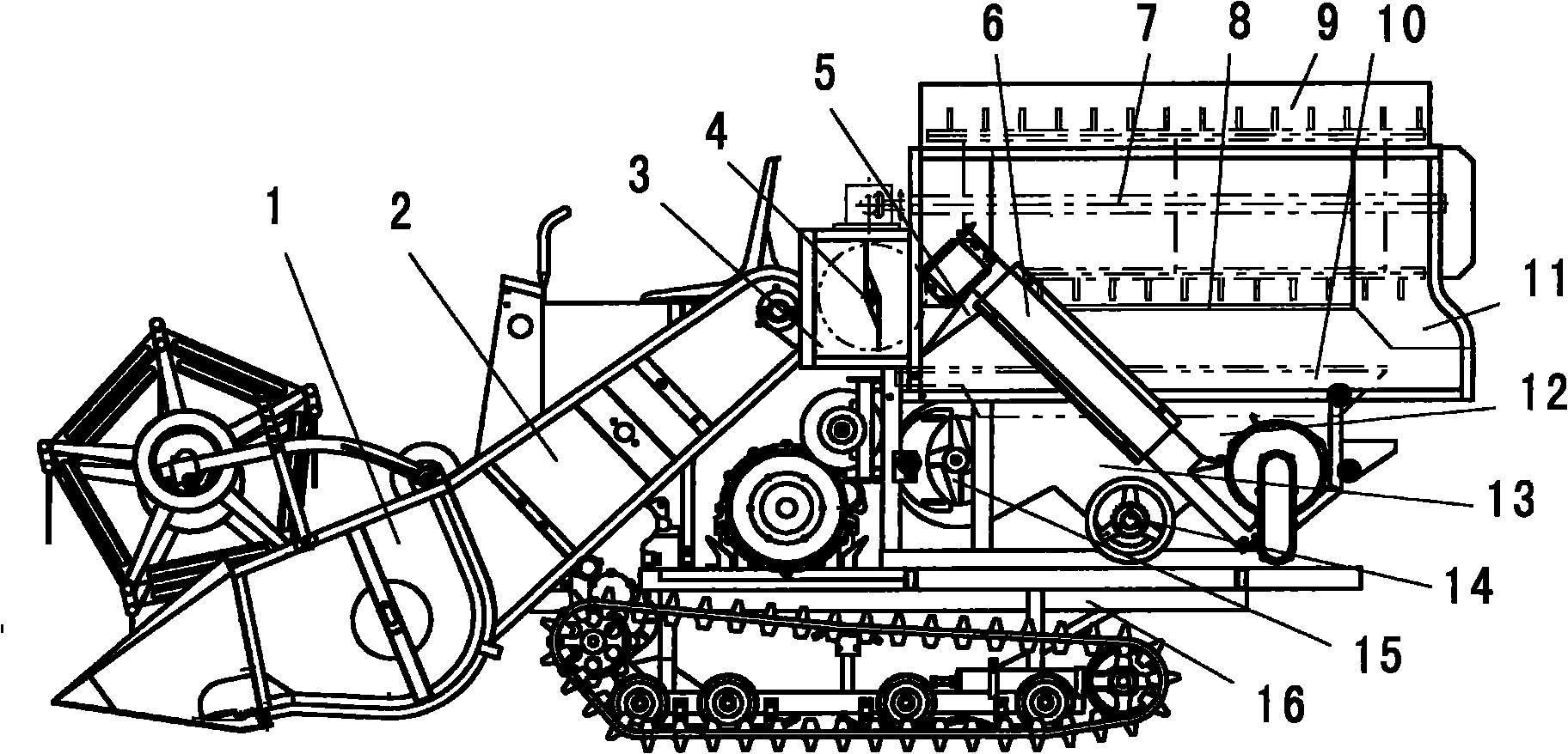 Longitudinal axial flow threshing device of whole-feed combine harvester