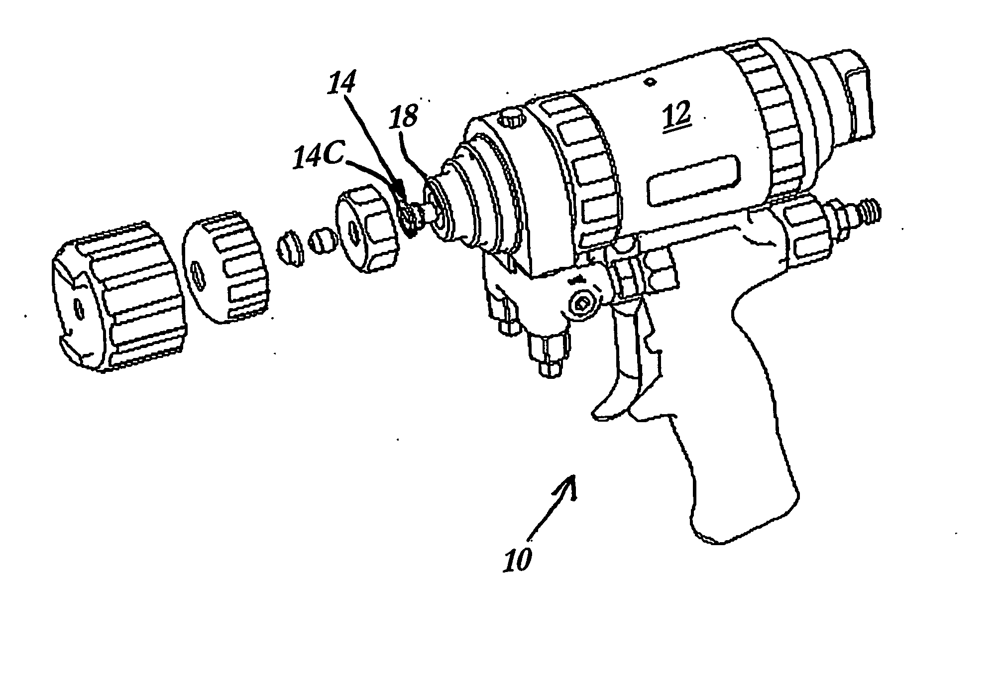 Plural component spray gun for fast setting materials