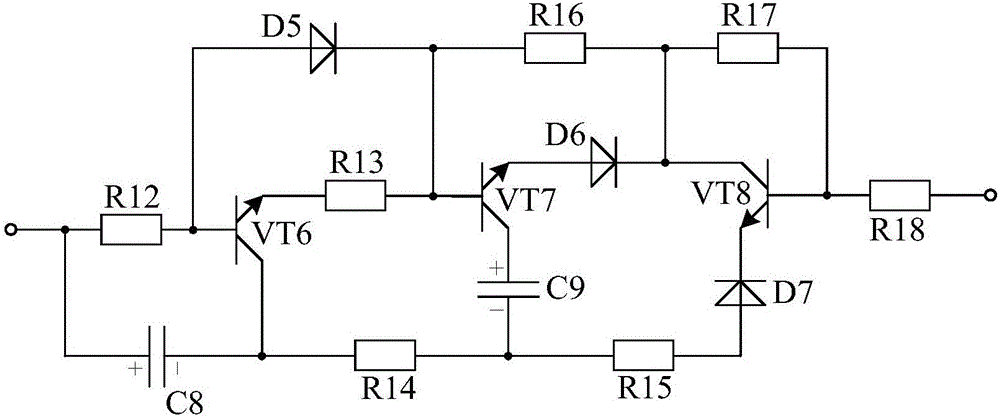 Amplifying and filtering type surge current limiting circuit based soft start-up current stabilization circuit