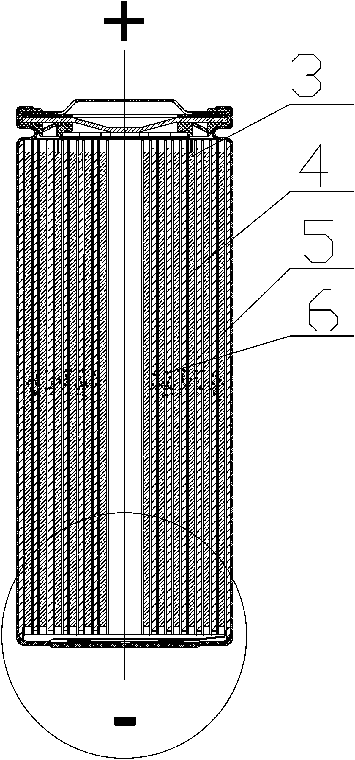 Cylindrical lithium ion battery having internal heat dissipation and tab fixing structure, and preparation method thereof