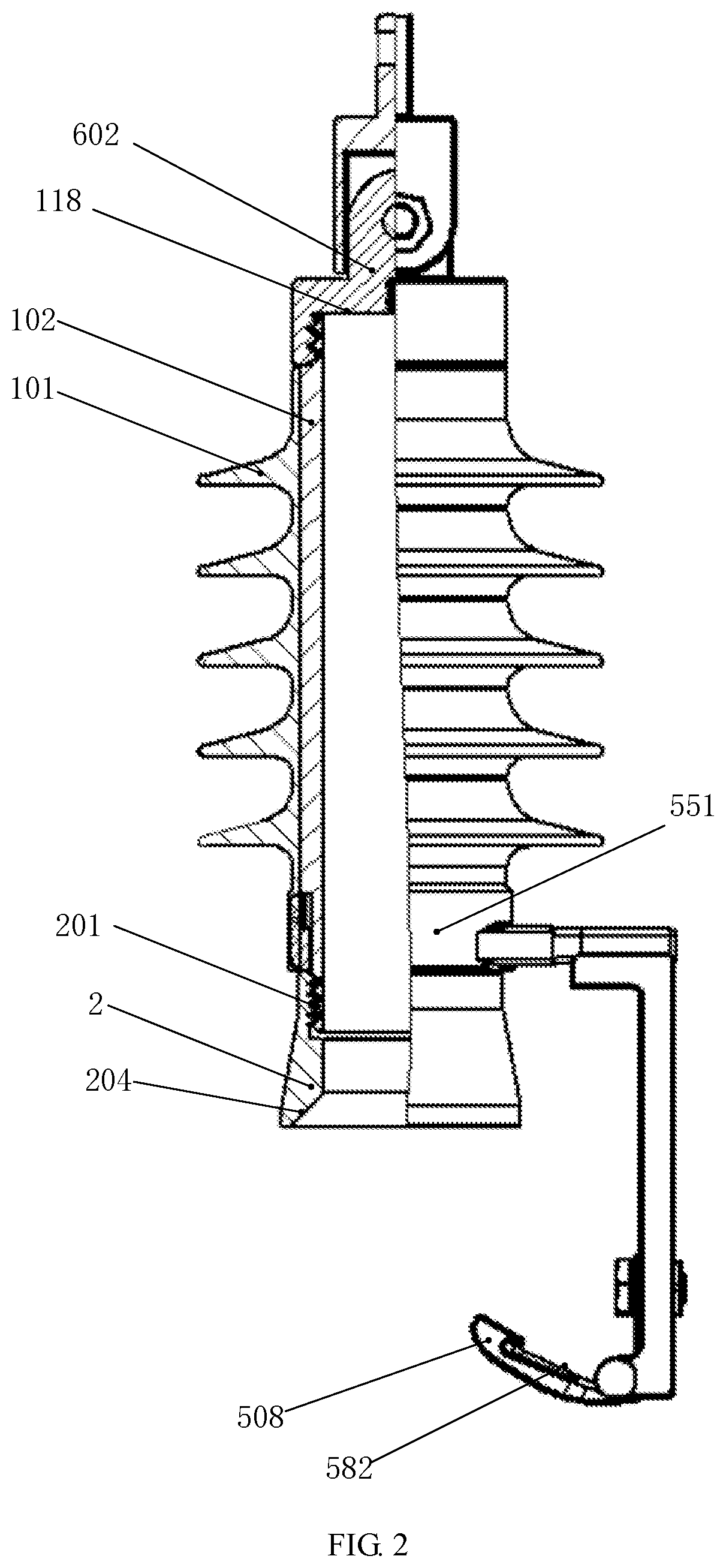 Automatic tripping and Anti-falling arrester and a lightning protection and fuse integrated combination device