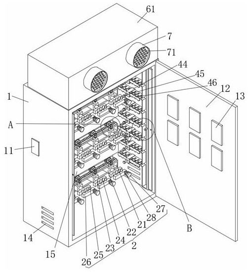 Power distribution cabinet with wire arrangement device structure inside