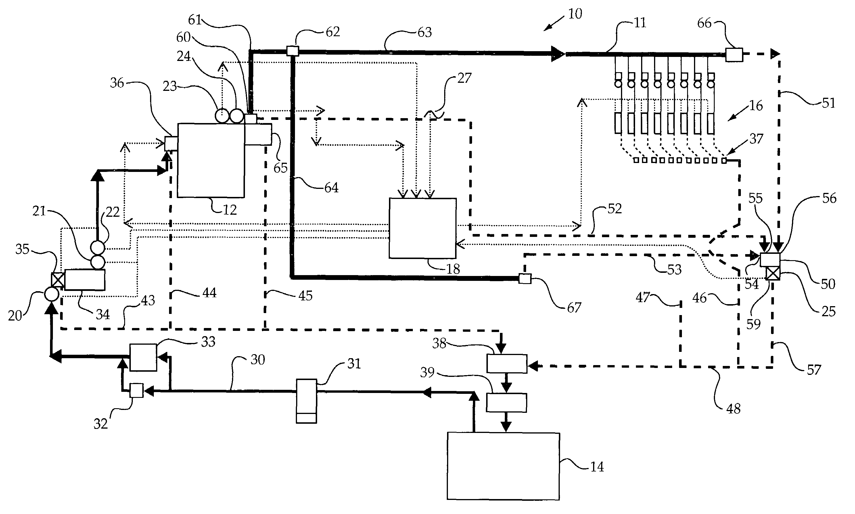 Fuel system with leak location diagnostic features and component for same