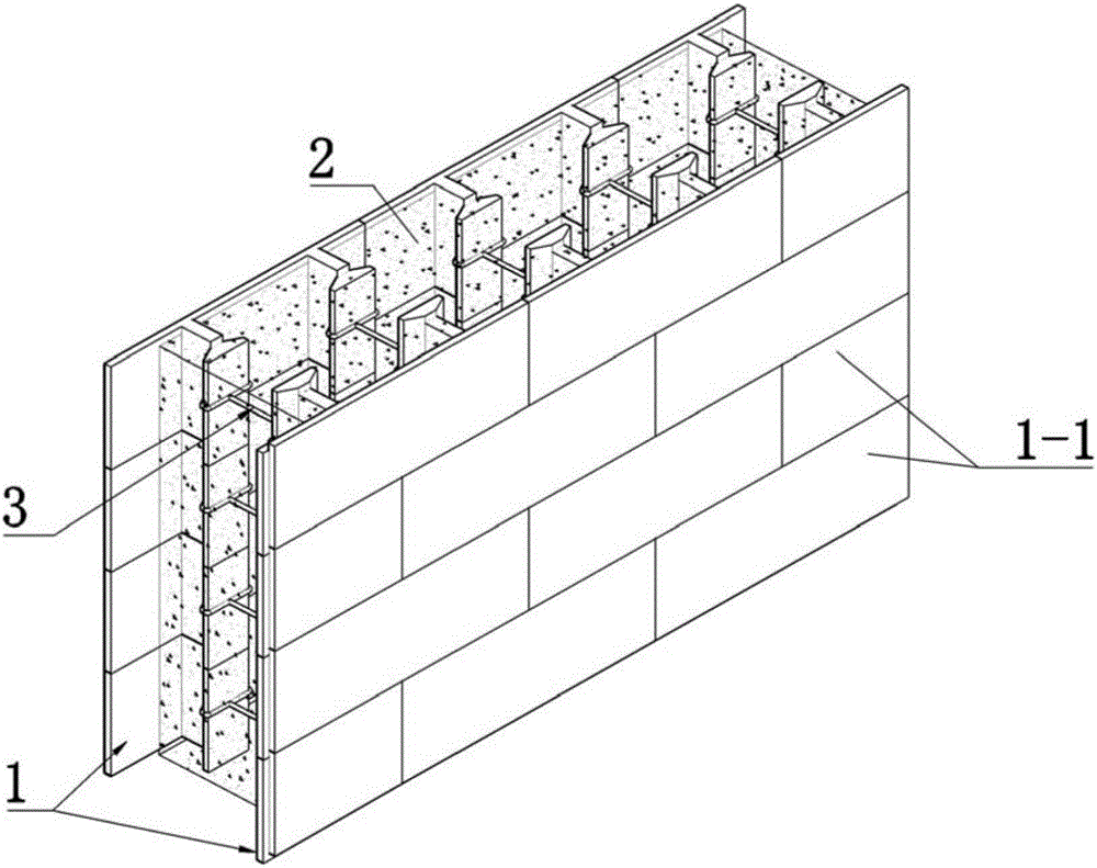 Composite rammed-earth wall, template device adopted in construction thereof and construction method thereof