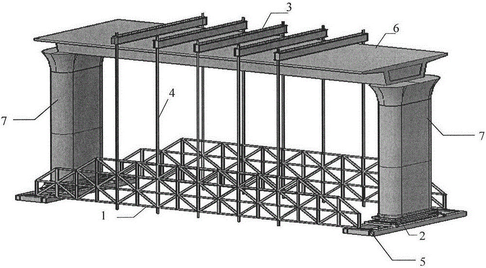 A pier counterforce closing force system self-balance-type railway cast-in-situ beam static load test apparatus