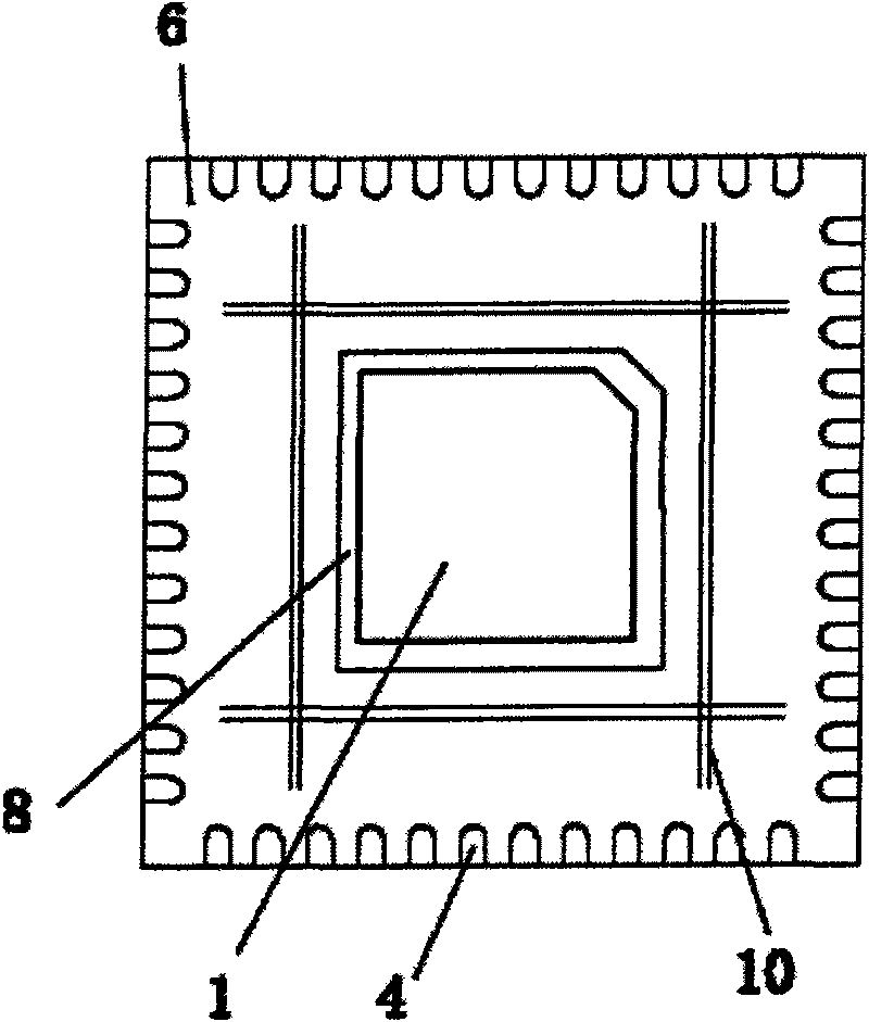 Small-carrier flat-four-side pin-less packaging part and preparation method thereof