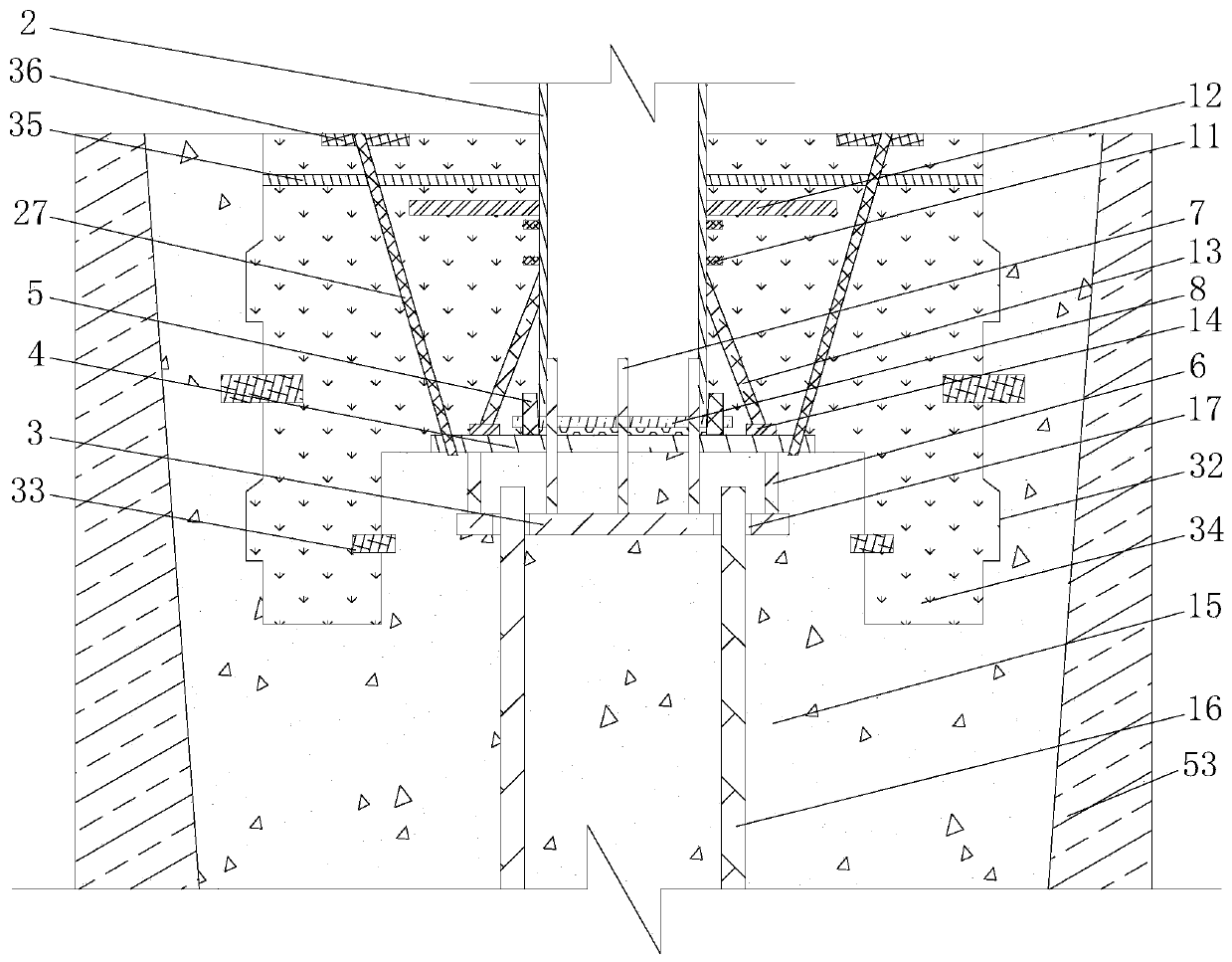 Construction method of large cross-section embedded rigid column feet