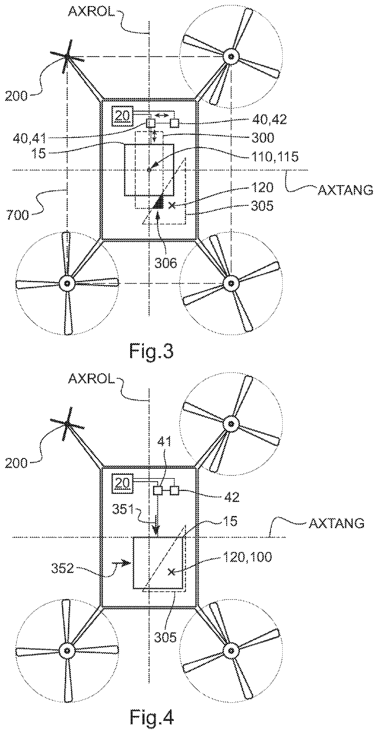 Method and a device for moving the center of gravity of an aircraft