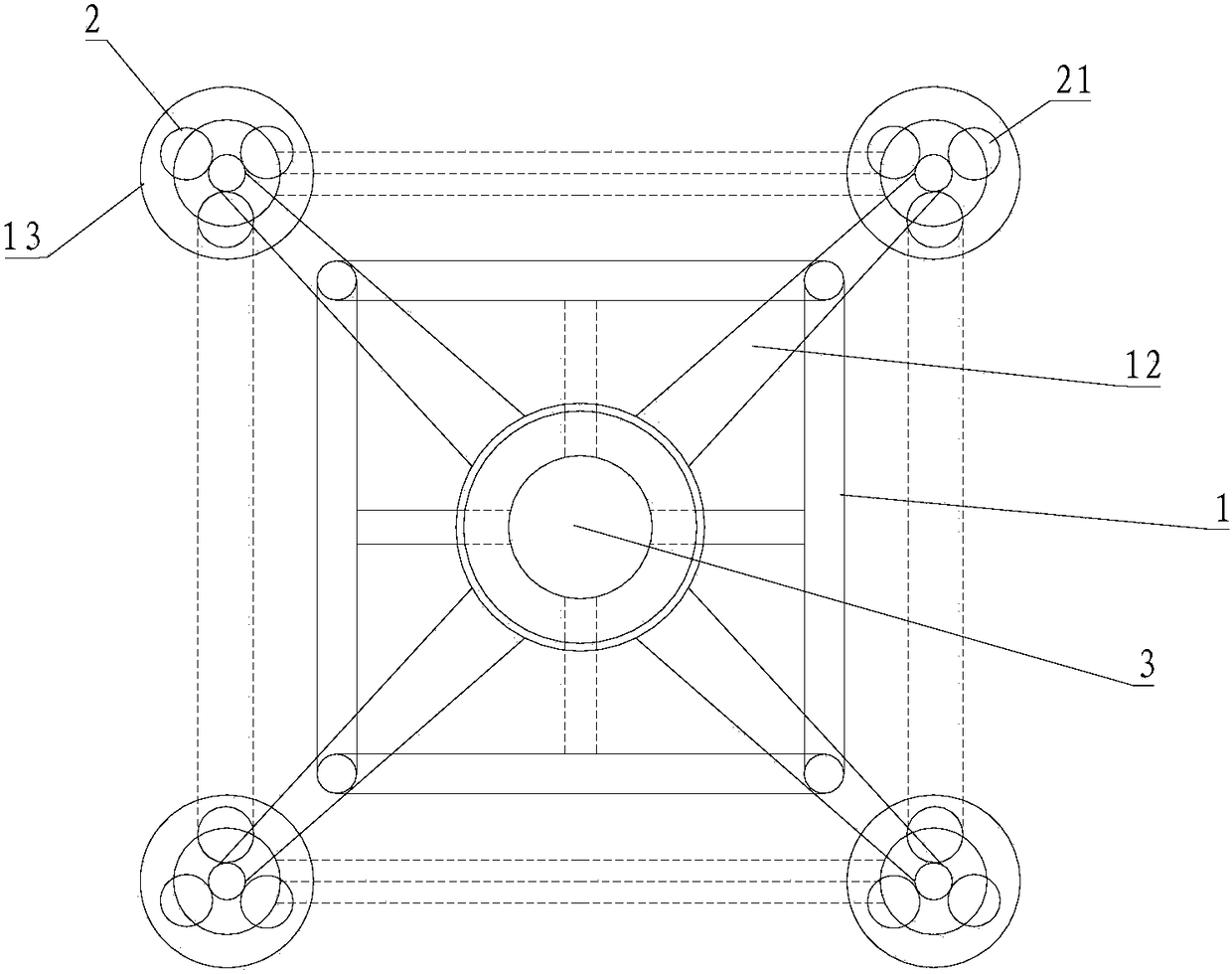 Foundation structure and installation method of an offshore wind turbine tower