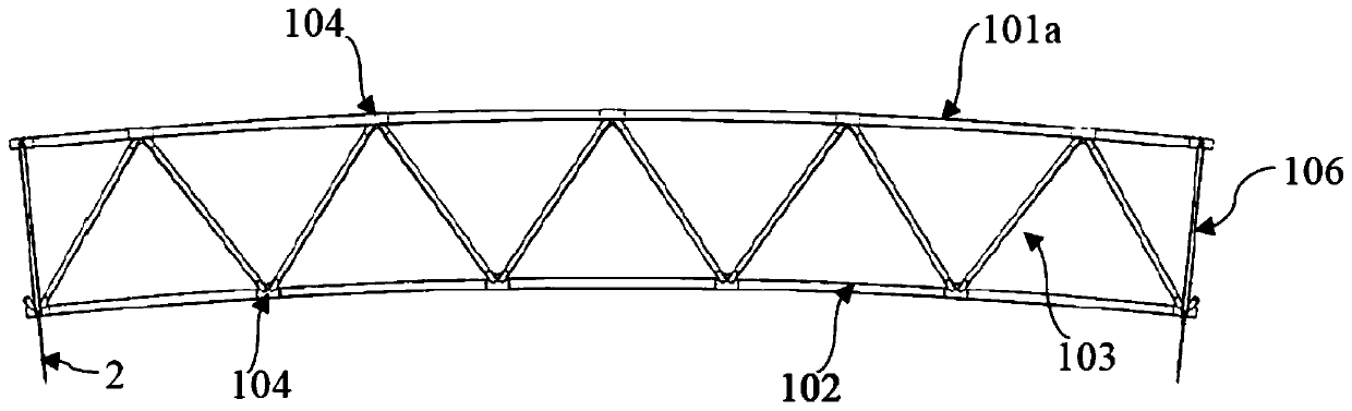 Large-scale stiffening-ring-spliced type triangular truss