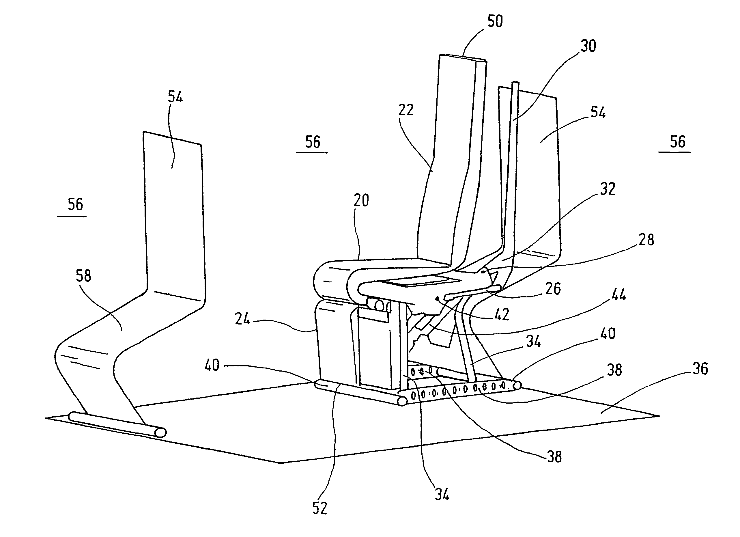 Vehicle seat with seating components adjustable within a spatial constraint