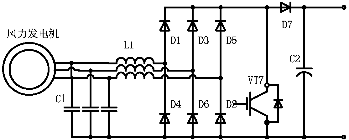 Grid-connected circuit for small-sized wind-driven generator