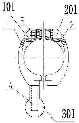 Split structure anti-corona type tubular busbar drainage clamp