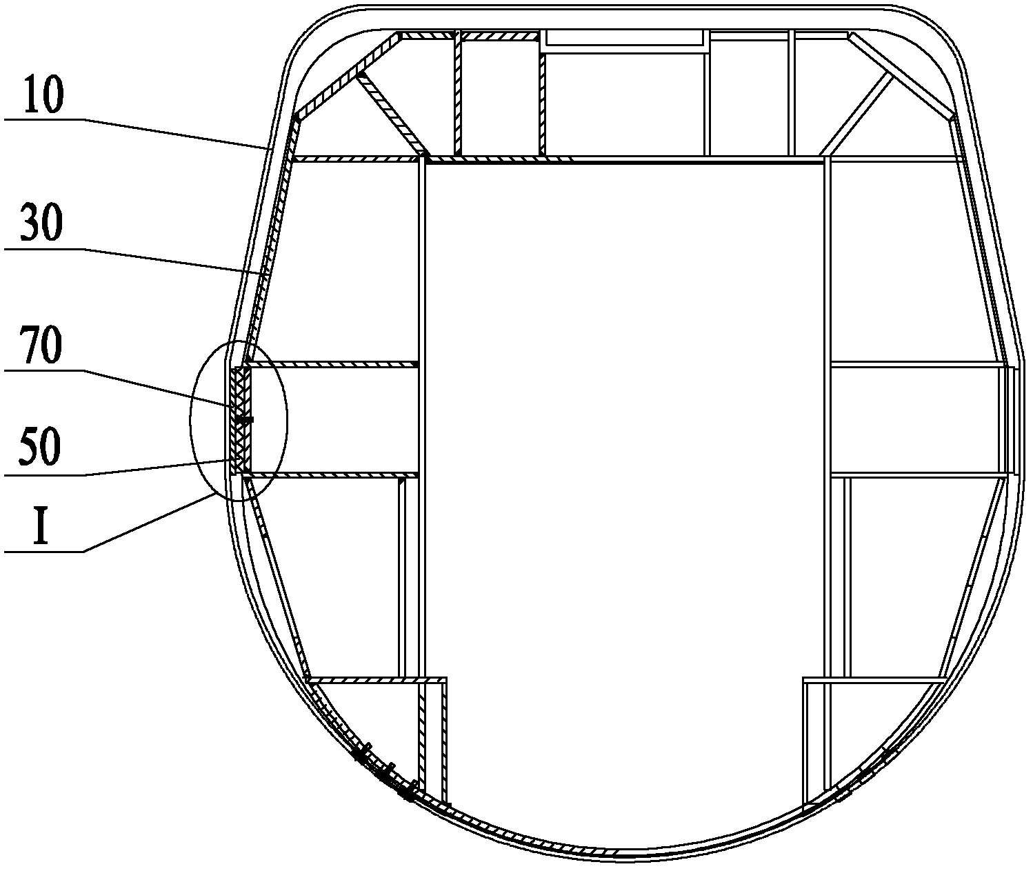 Inter-arm positioning method and structure of crane boom, crane boom and crane