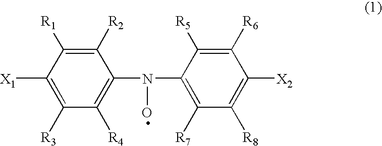 Secondary battery having an active material radical compound