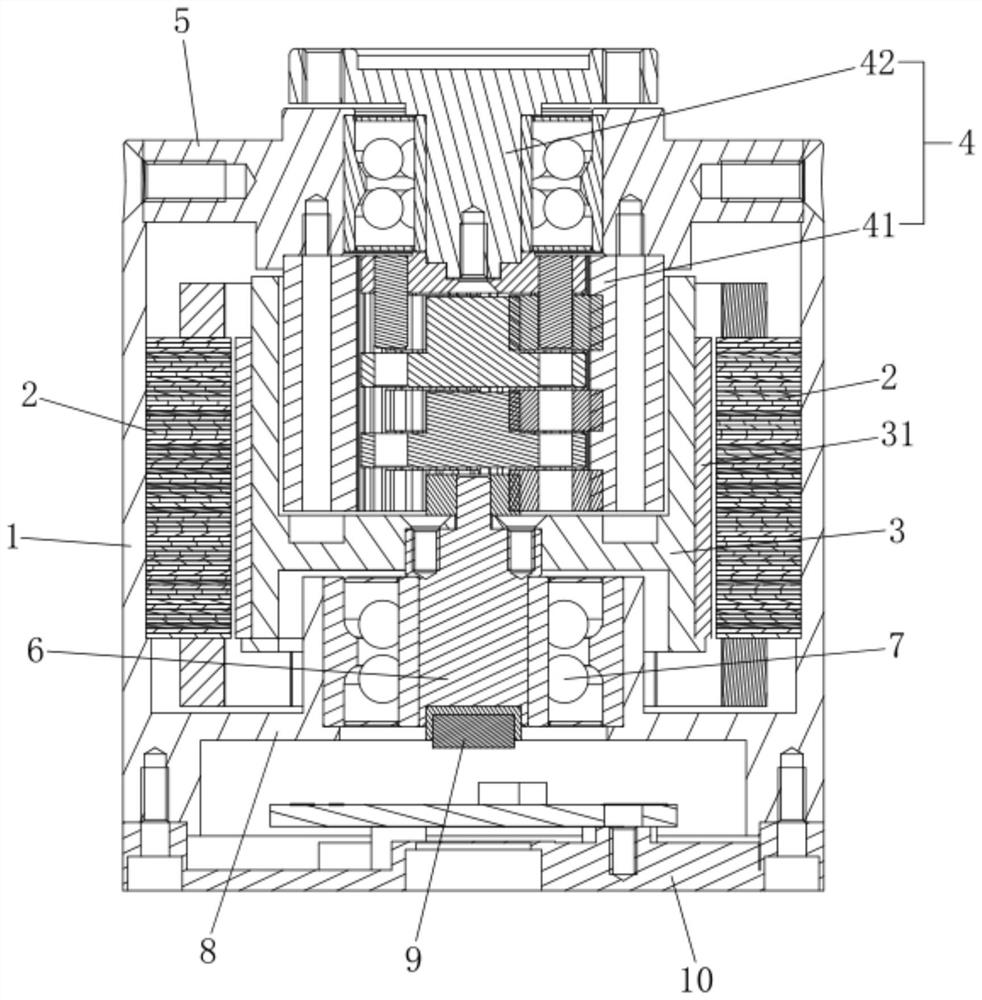 Flat steering engine with inner rotor structure