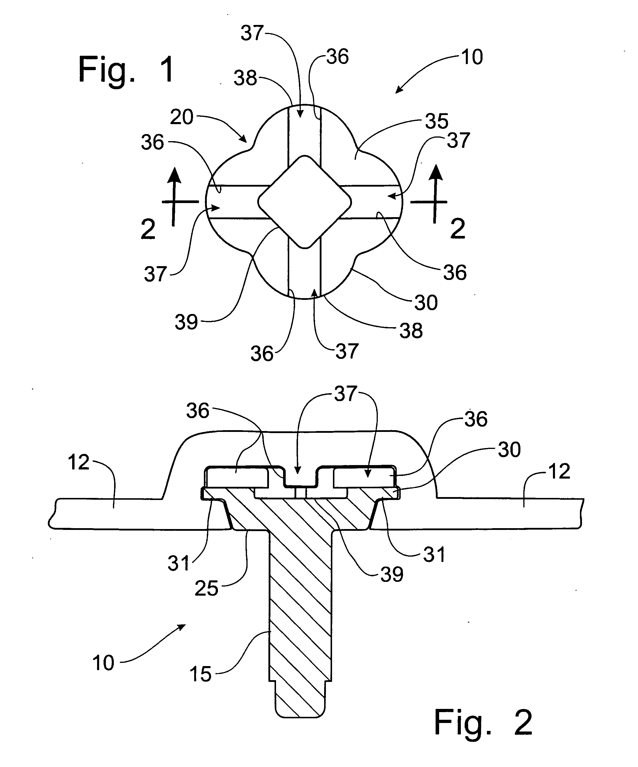 Waffle stud for insert molded plastic members