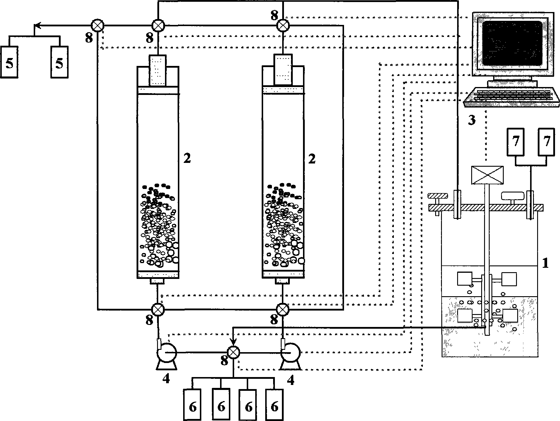 Coupling apparatus and technique for fermentation and separation of succinic acid by expanded bed adsorption and in situ extraction