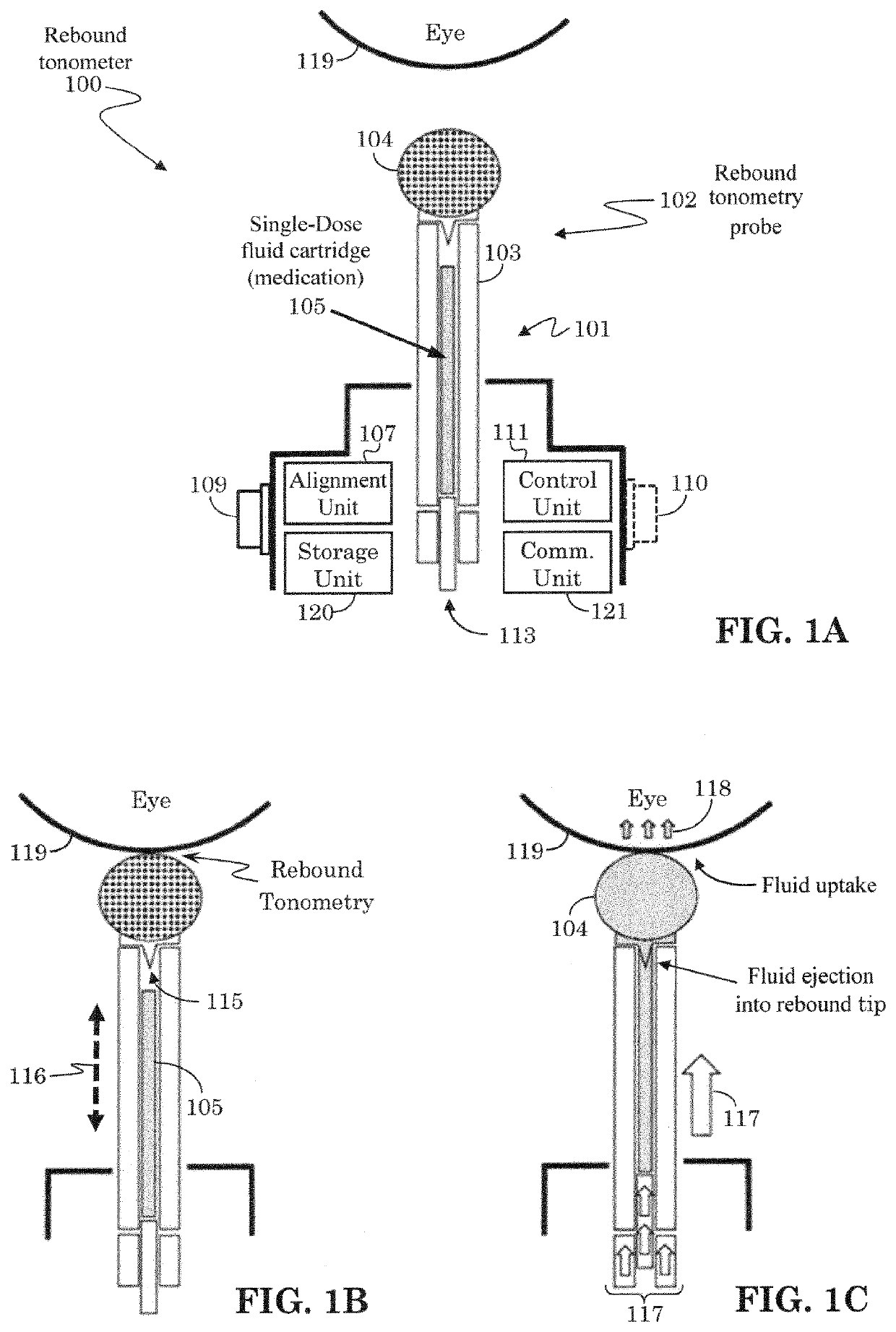 Combination device for tonometrical measuring and drug application on an eye