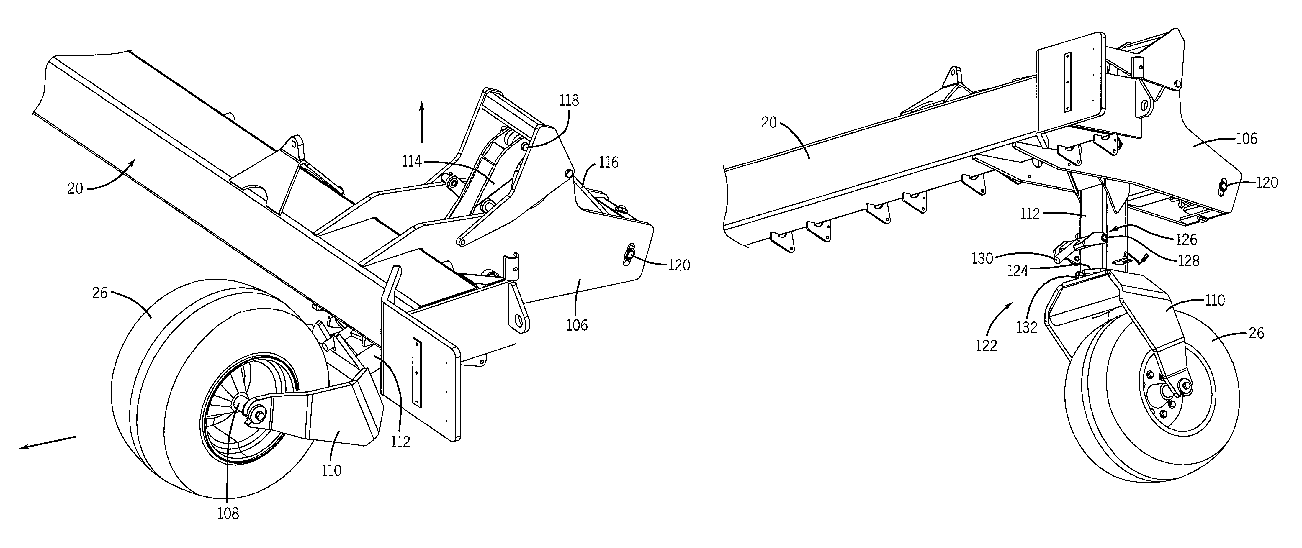 Agricultural implement having wheels that caster