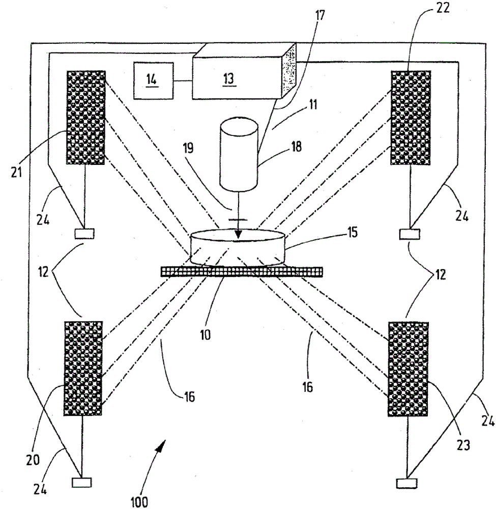 Measuring system for measuring resonance frequencies on disc brake pads