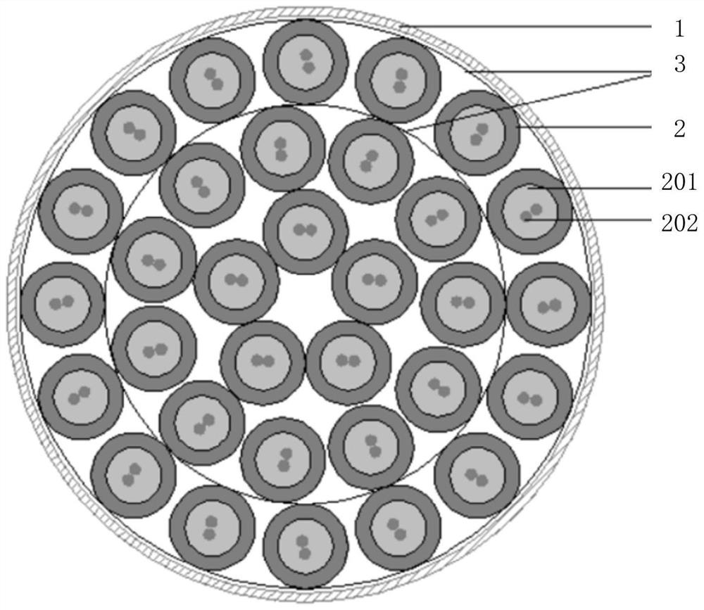 Woven mesh tube coated multi-core optical cable and manufacturing equipment thereof