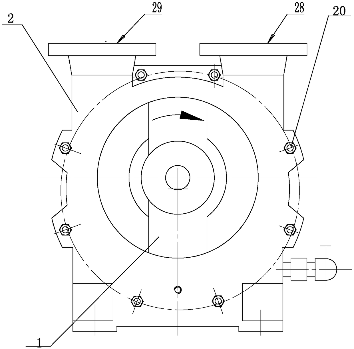 Single-output-shaft liquid ring type vacuum pump internally provided with sliding bearing