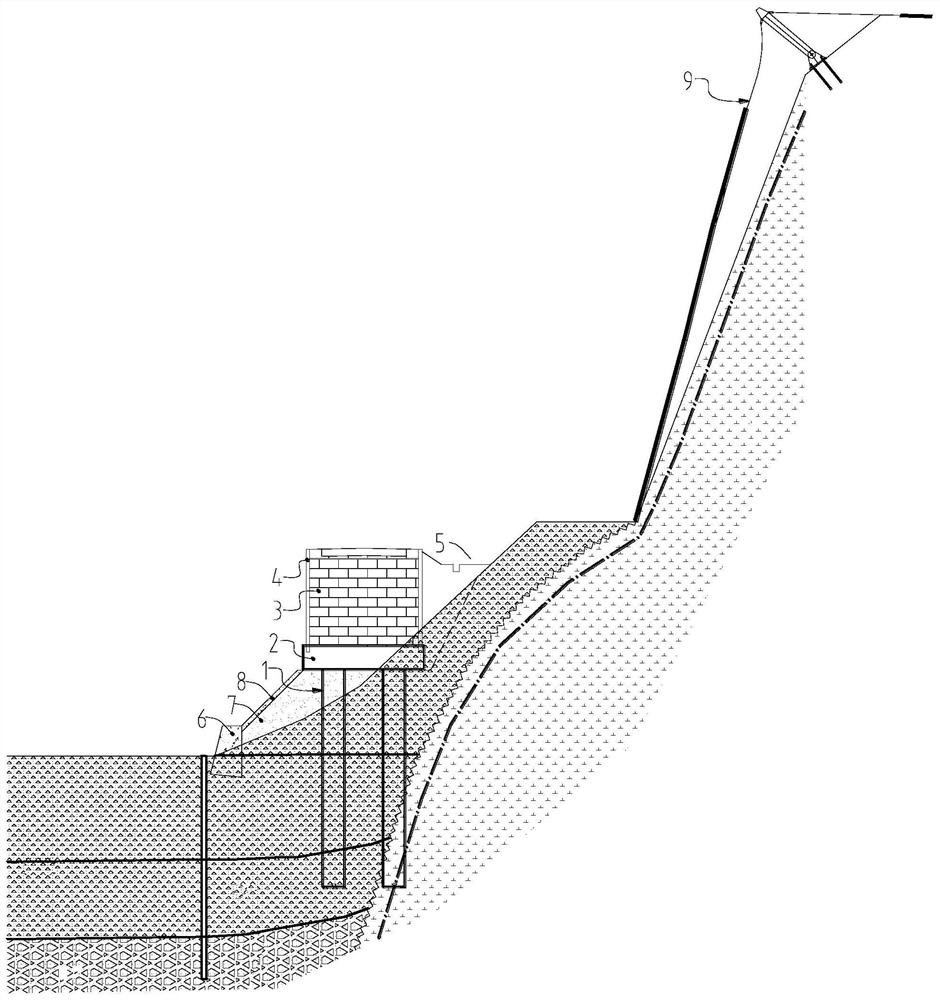 Lightweight high embankment structure and construction method for steep slope road sections in mountainous areas conducive to disaster prevention