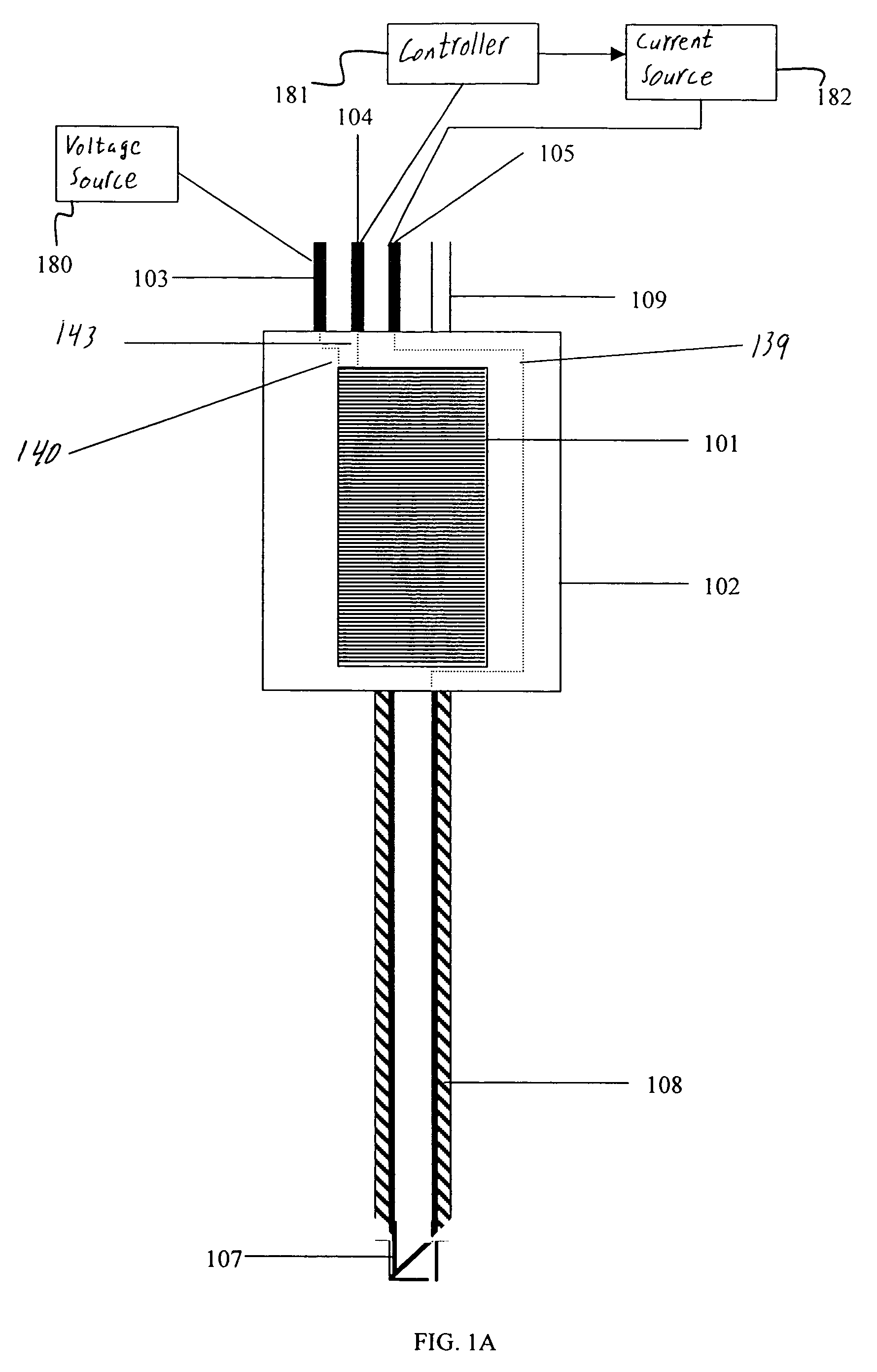 Nerve stimulator output control needle with depth determination capability and method of use