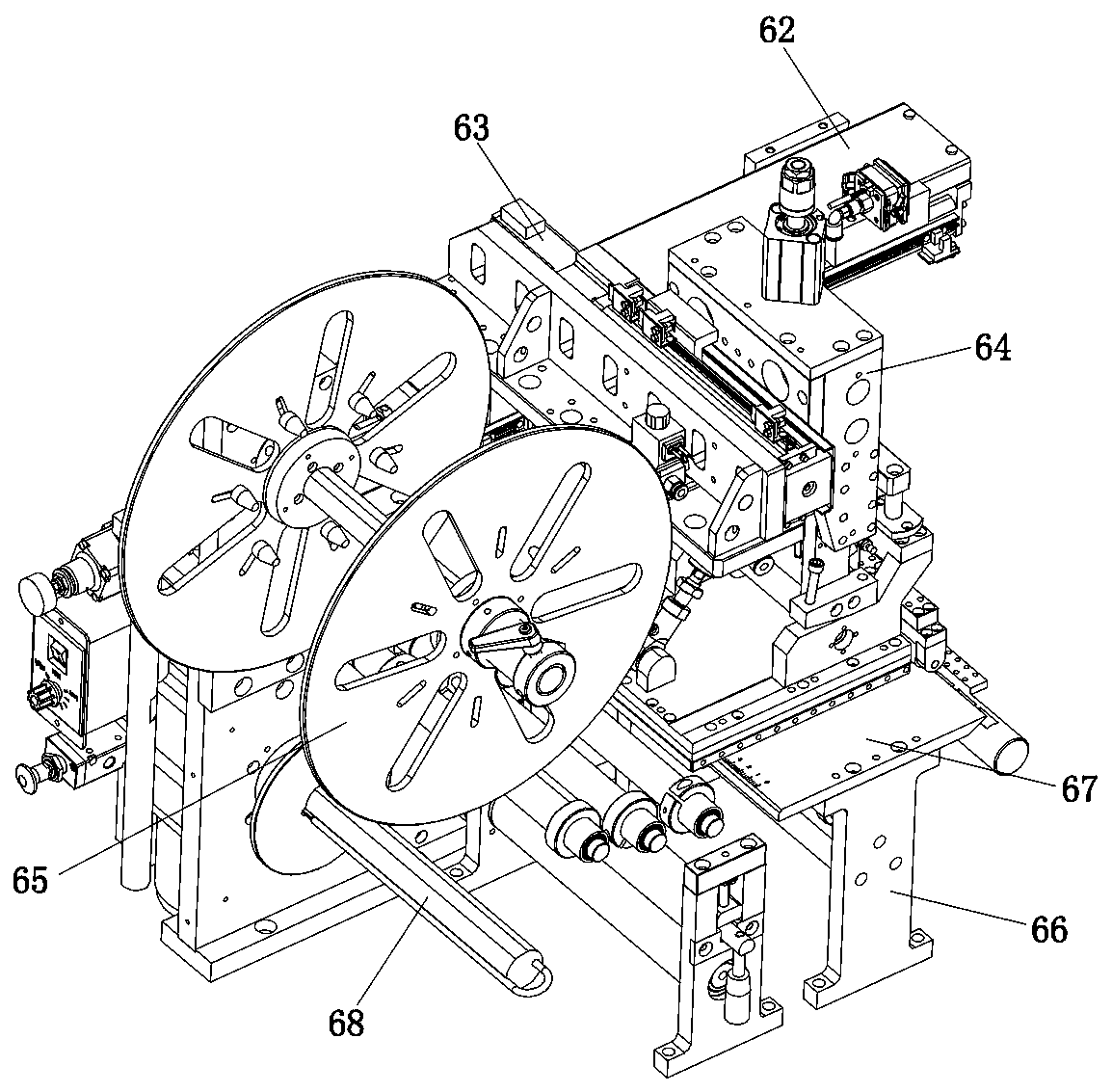 Film tearing and turnover attaching device