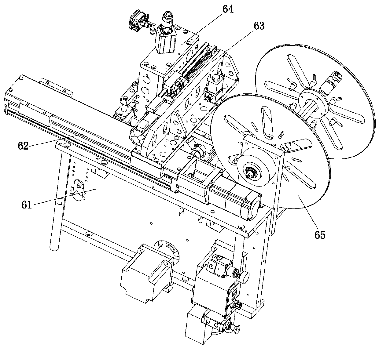 Film tearing and turnover attaching device