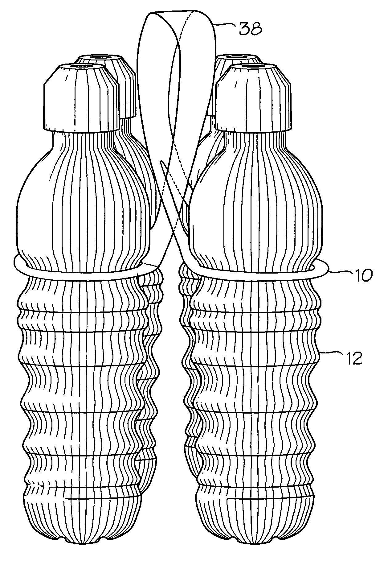 Bottle carrier with handle and pull tab